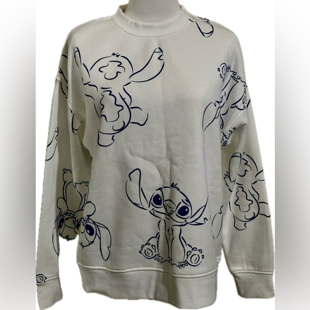 DISNEY STITCH White and Blue Crew Neck Sweater
